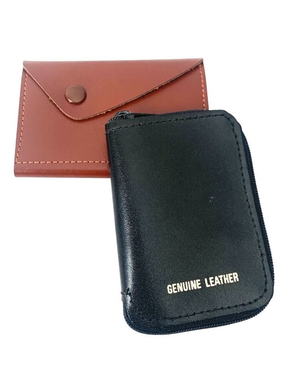 2 Zippered Key Holder Wallet with Hooks for Organizing Keys Vintage Leather